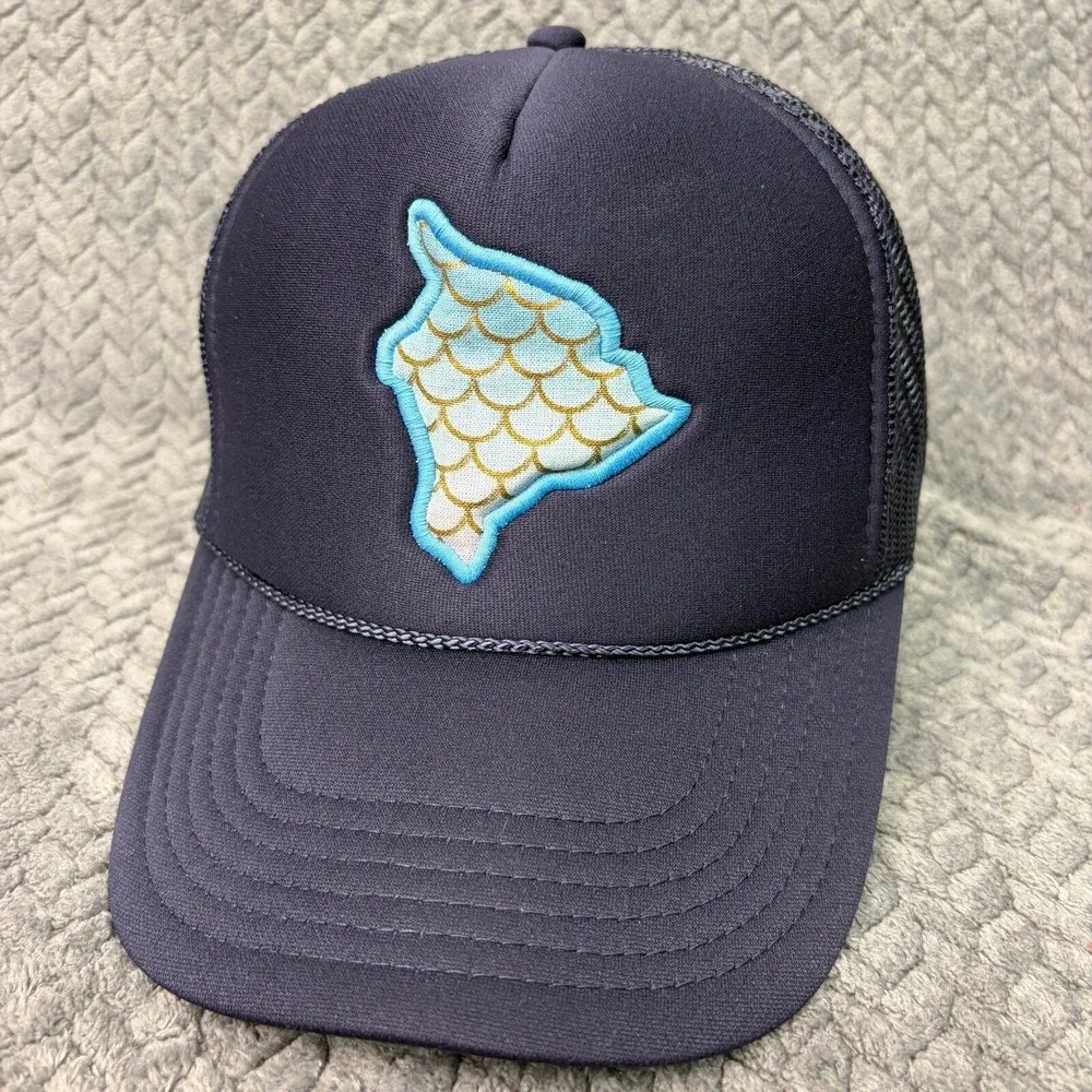 Oneloa Olivia Clare Boutique Big Island Hawaii Trucker Hat Navy Blue Snapback